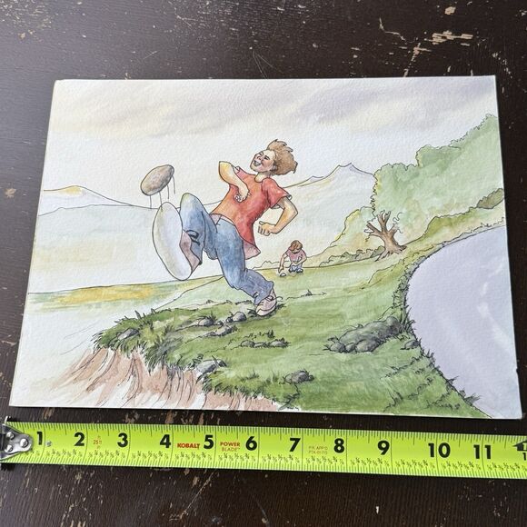 Original Watercolor Painting On 9x12 Textured Paper Drawing Illustration - Picture 2 of 7